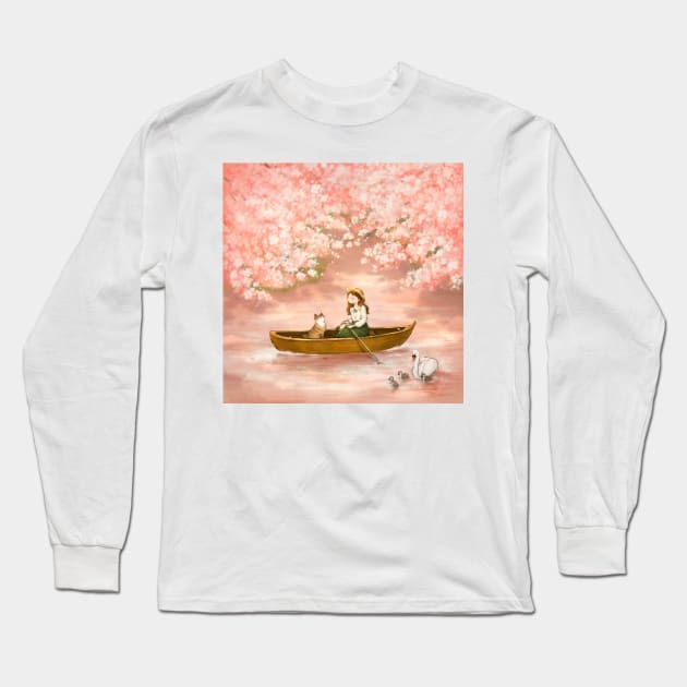 Cherry Blossom Lake Long Sleeve T-Shirt by LUNA